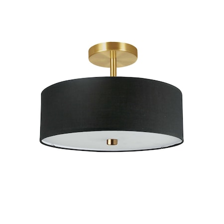 Dainolite 3LT Incandescent Semi-Flush AGB w/Black Shade